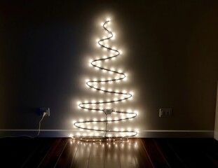 Unique Spiral Christmas Tree Made of Bright Fairy Lights
