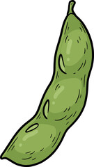 Simple Handdrawn Edamame Soybean Pod Vegetable Isolated Cartoon Illustration