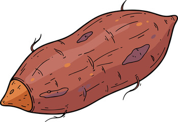 Simple Handdrawn Sweet Potato Brown Color Detailed Illustration Food