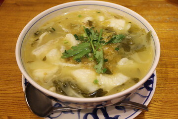 Sichuan cuisine (Chinese cuisine): sauerkraut fish (fish with pickled mustard greens)