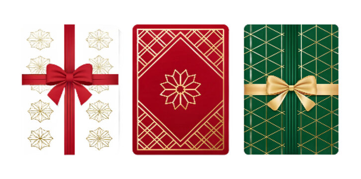 Christmas Gift Card Vector Set Flat Design Illustration – Detailed, Icon, and Geometric Styles, Festive Holiday Clipart PNG

