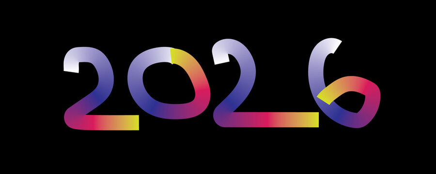 Vibrant gradient numbers 2026 in a futuristic style on a black background