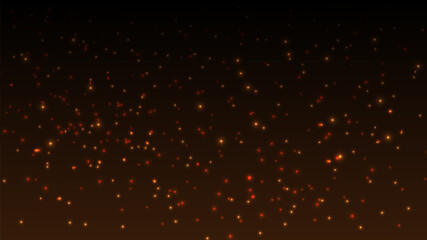 Abstract glitter elements with glowing light effect on dark background.