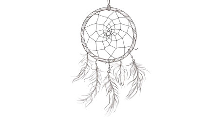 Elegant Dreamcatcher Illustration with Feathers, Symbolizing Hope and Protection, for Design
