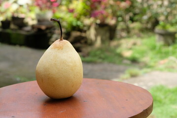 pears on the wooden table