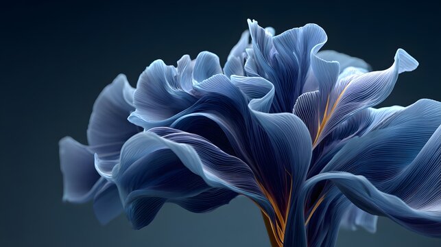 Official Windows 11 wallpaper features abstract, flowing blue shapes resembling a flower, creating a sleek and modern high-tech aesthetic.