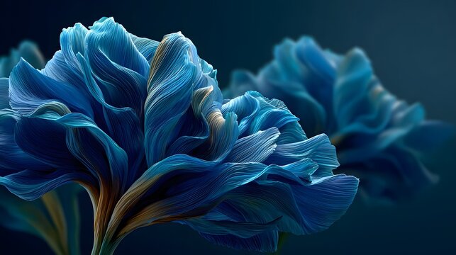 Official Windows 11 wallpaper features abstract, flowing blue shapes resembling a flower, creating a sleek and modern high-tech aesthetic.