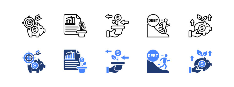 Goals and Long-Term Financial Habits with two styles, line and duotone icon.