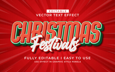 3d editable christmas festival text effect typography graphic style template