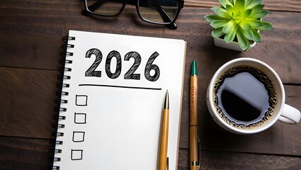 New Year Goals To Do List Planner Flat Lay