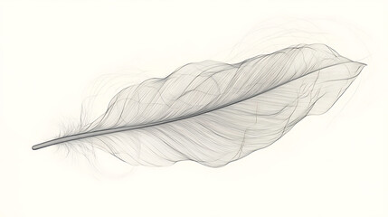 Delicate feather art with detailed lines, evoking calm and peaceful feelings for design.
