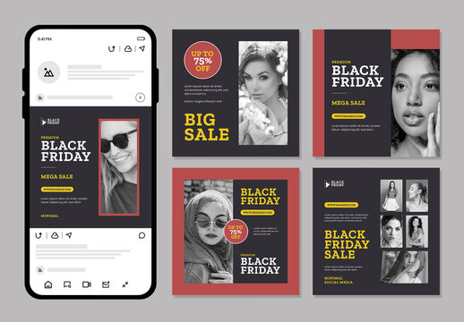 Black Friday Sale Social Media Post Set