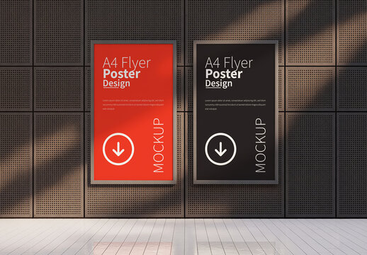 Dual Poster Mockup on Perforated Acoustic Wall
