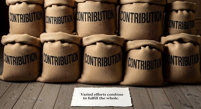 Bags of Contribution with Message about Teamwork Together