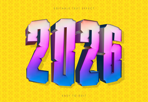Bold 3D New Year Text Effect with Patterned Background