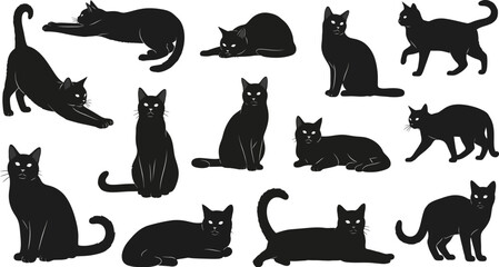 Silhouette Cats A Collection of Black Cat Illustrations with Elegance and Mystery