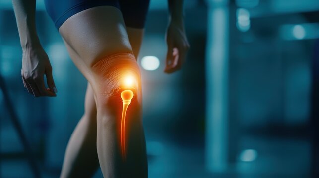 female athlete or spot people  having knee injury due to ligament inflammation, knee pain due to exercise, massage, muscle relaxation, rheumatoid arthritis, gait disturbance, rheumatoid arthritis
