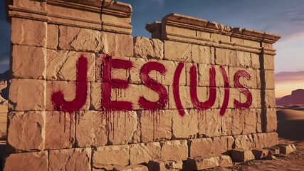 Jesus bold red wall with white letter h prominently displayed with crimson string dangling from ceiling, evoking themes of correction learning growth self improvement perfect for use in videos.