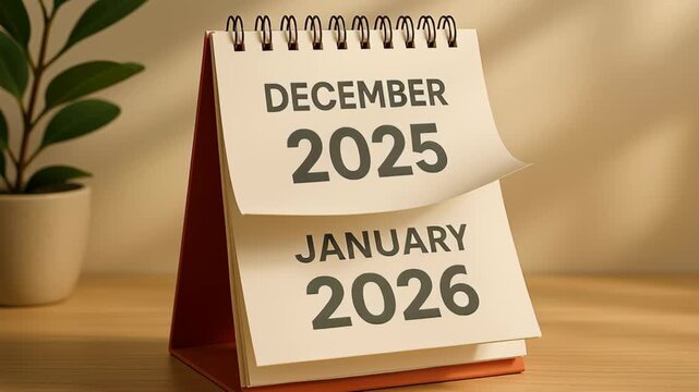 Happy New Year 2026 Celebrate with Joyful Sale Background Featuring Calendar Transition from December 2025 to January 2026