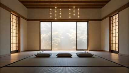 Zen Meditation Space With Projection Of Falling Glowing Price Symbols That Gradually Dissolve Into Gentle Light, Blending Spiritual Calm, Modern Symbolism, And Digital Serenity