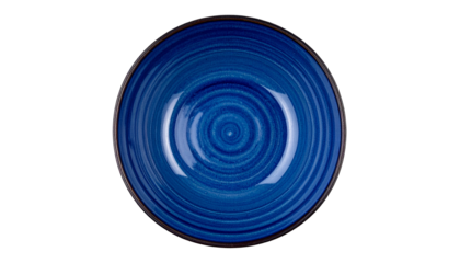 Elegant blue ceramic bowl display kitchen table decorative item modern home top view minimalism isolated on transparent background