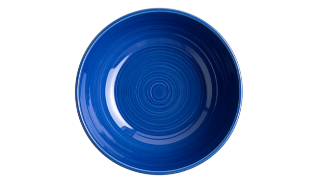Elegant blue ceramic bowl display kitchen table decorative item modern home top view minimalism isolated on transparent background