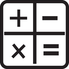 12 math symbols icons. outline thin line icons such as plus, square root, math, infinity, divide, brackets, isolated on transparent background