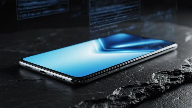 Futuristic phone with digital data stream. - Powered by Adobe