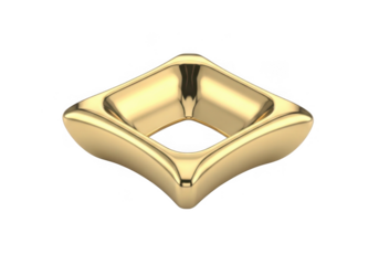 Golden abstract geometric shape isolated on transparent background