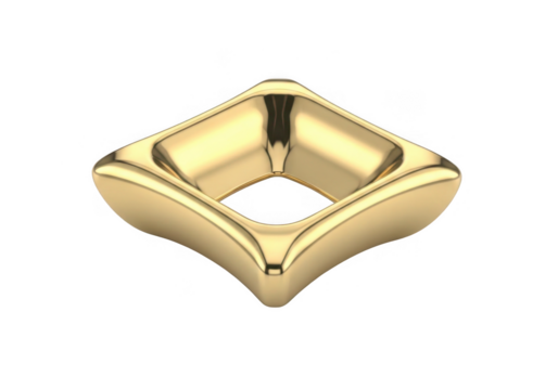 Golden abstract geometric shape isolated on transparent background