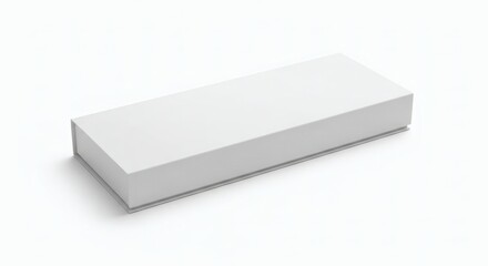Fototapeta premium Realistic Minimal Packaging Mockup - Blank White Rectangular Box Template, Ideal for Product Presentation