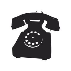 vintage retro style antique black rotary telephone illustration