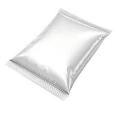 White blank snack package mockup. transparent risps or food packaging isolated png, matte plastic food pouch