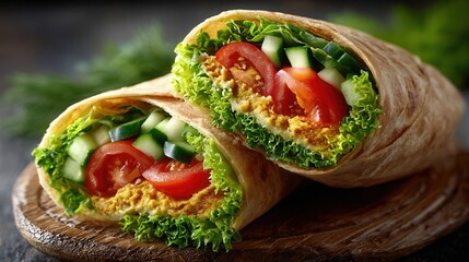 Savor this vibrant, healthy wrap bursting with fresh lettuce, juicy tomatoes, crisp cucumbers, and savory filling, perfect for a quick, delicious meal on the go.