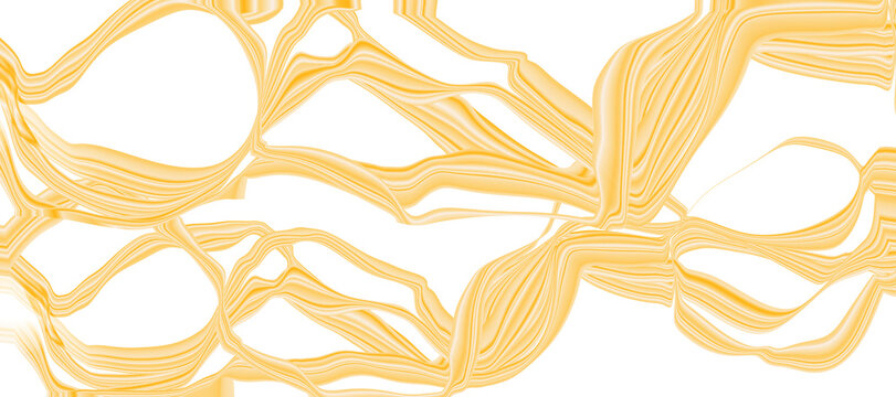 Abstract design featuring fluid, organic shapes in a warm yellow hue against a white background