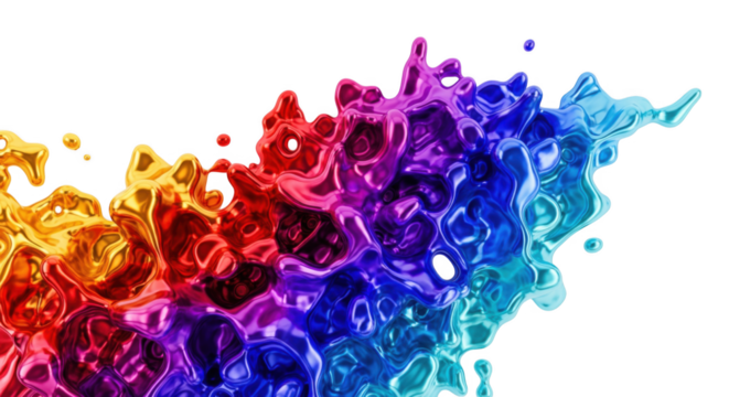 Spectacular chromatic splash with dynamic fluidity against pure black background