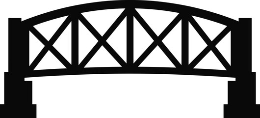 Silhouette of steel truss bridge structure representing architectural engineering design, transportation infrastructure, industrial construction concept and 