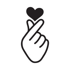 Obraz premium Korean Finger Heart Hand Gesture Illustration Icon