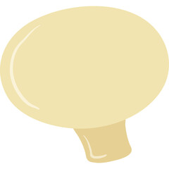 Isolated Light Cream Colored Mushroom Cap and Stem on a Transparent Background