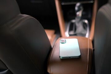 The phone is in the car.