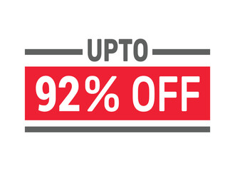 Up to 92% Off sale offer text design icon vector illustration