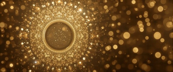 Ornate shimmer ring halo gold design background