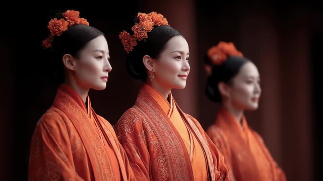 Tang Dynasty ladies wearing gorgeous clothes with dignified and elegant temperament