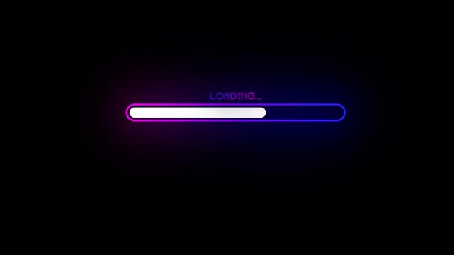 neon retro progress bar animation on black background &ndash; Loading Screen 4K