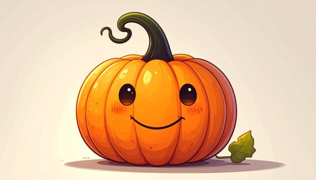 Cartoon pumpkin with happy face.