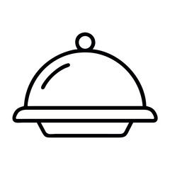 Obraz premium Simple line art icon of a covered serving dish ready to reveal a meal