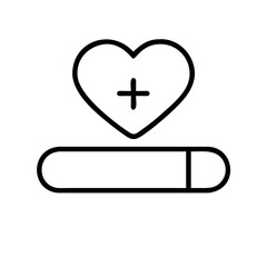 Obraz premium Simple outline icon of a heart with a plus symbol above a progress bar