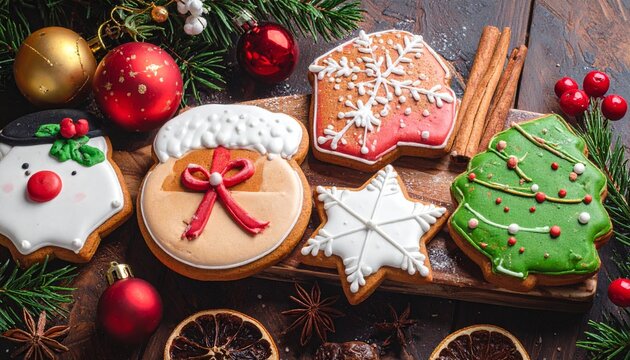 Christmas Gingerbread Cookies on Festive Display.