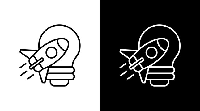 Startup And Innovation White Icon Set Design