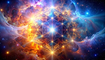 Cosmic Metatrons Cube with Nebula, and Spirituality.